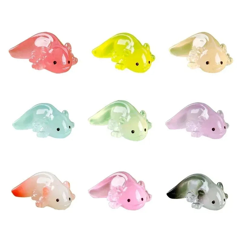 10Pcs Colorful Luminous Mini Salamander Aquarium Decor & Dollhouse Figurines