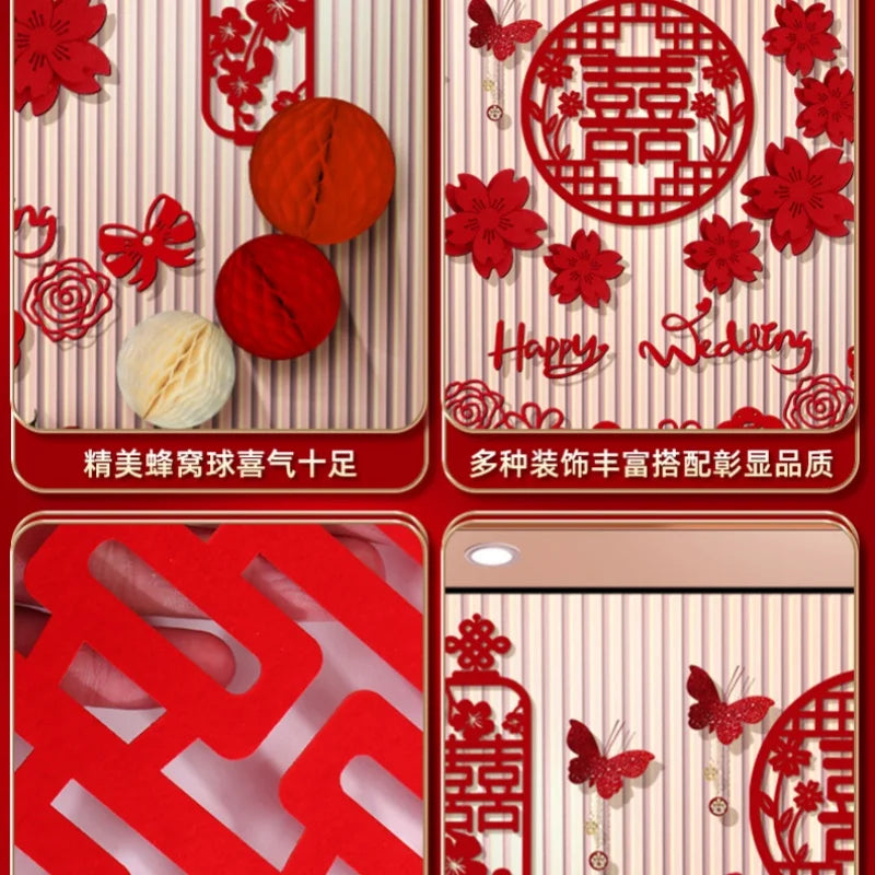 Chinese Wedding Wall Decoration Double Happiness Background Ornament Wedding Wall Stickers