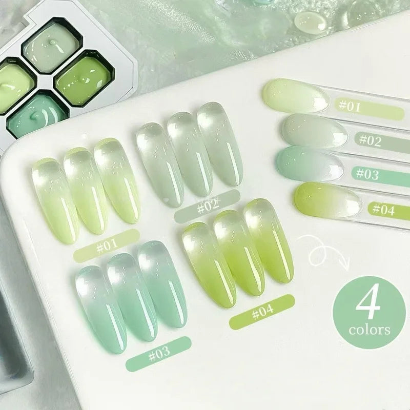 Spring & Summer Nail Art Gel Kit - Four Grid Poly Gel for Gradient & Painting, LED Curing, DIY Nail Art