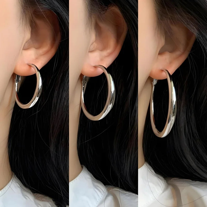 Big Circle Hoop Earrings for Women - Exaggerated C-Shaped Metal Jewelry
