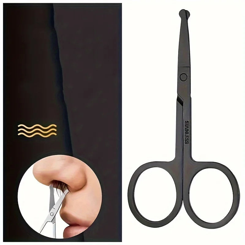 Precision Round Head Trimming Scissors for Nose Hair Grooming - Personal Care Tools