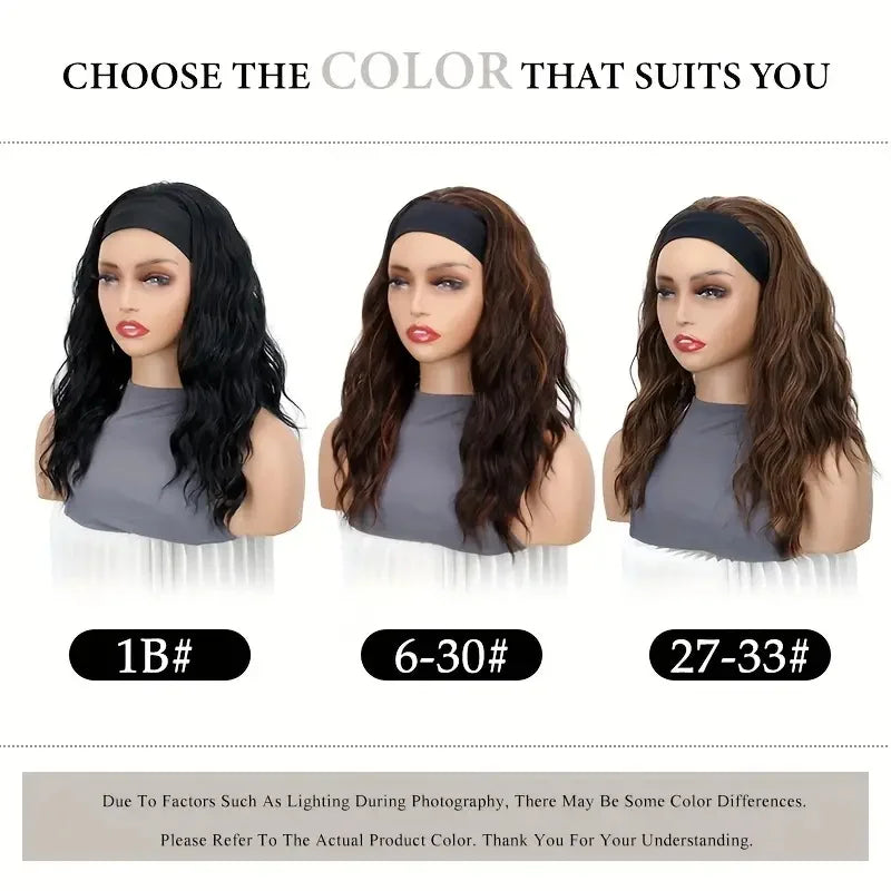 Women's Curly Short Wavy Hairband Wig Heat-Resistant Fiber Synthetic Hair