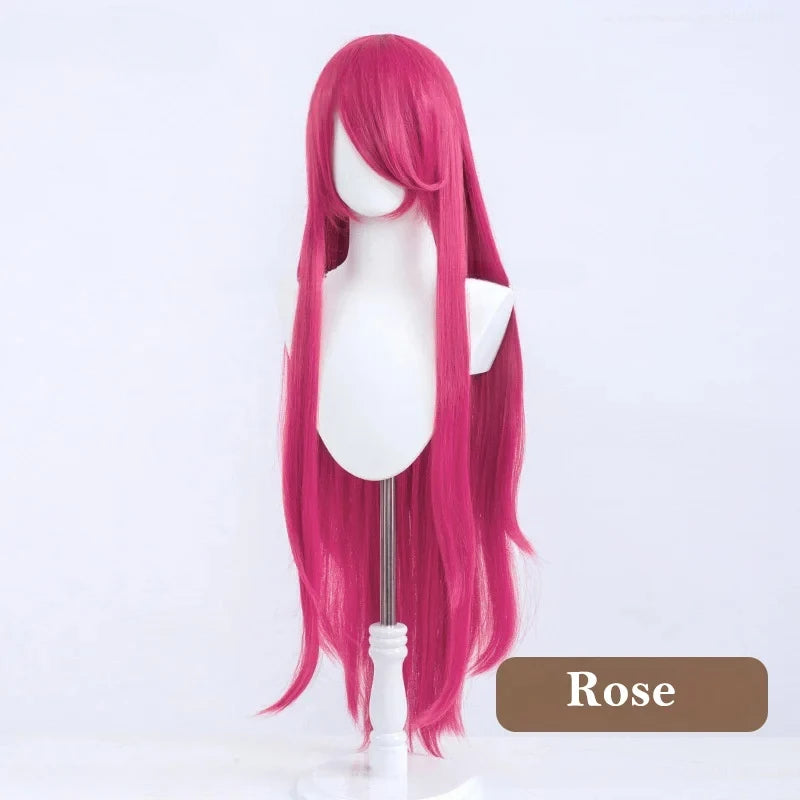 Long Rose Red Cosplay Wig 80cm Synthetic Fiber Costume Wigs for Anime
