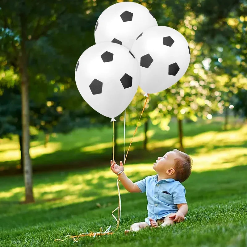 12-Inch Latex Soccer Balloons Set for Sports Theme Birthday Party Decorations