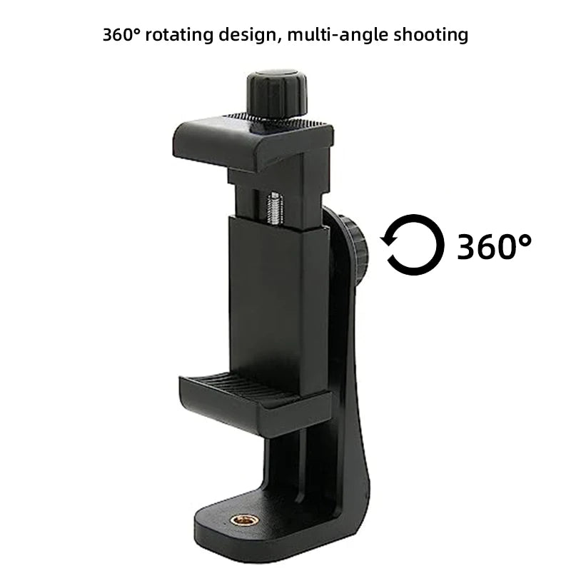 Universal Phone Tripod Mount with 360° Rotation & Bluetooth Remote - Compatible with iPhone & Android