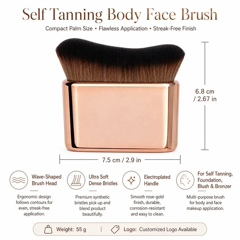 Single Wave-Shaped Flat Top Makeup Brush - Soft Synthetic Bristles & Handle