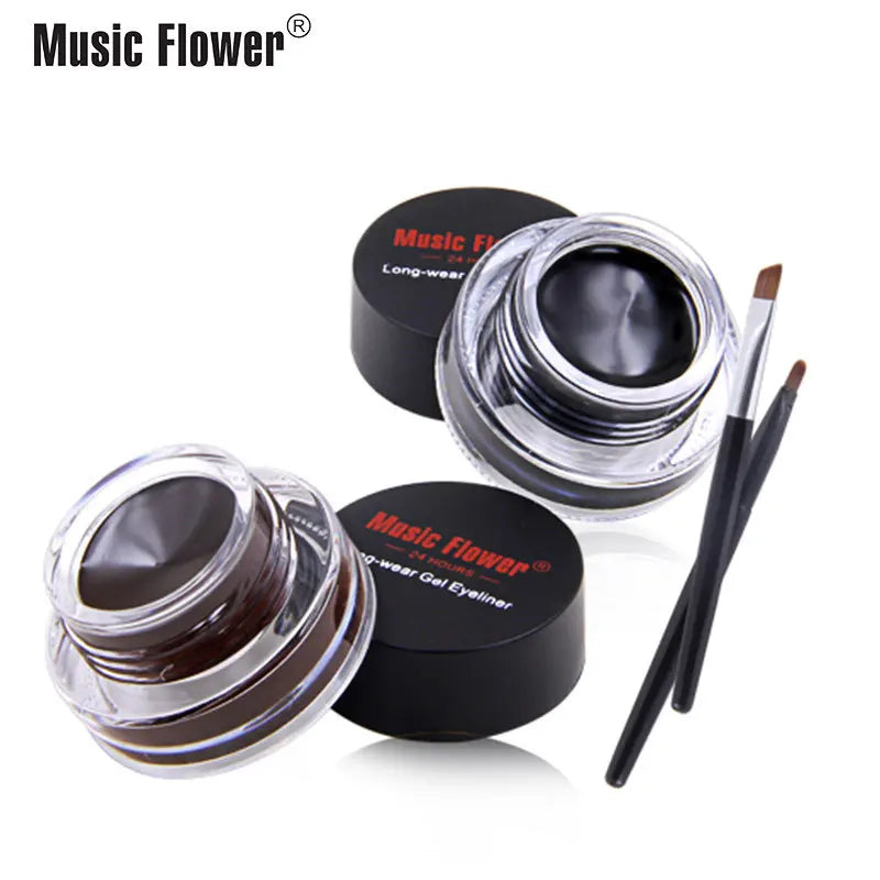 Waterproof Gel Eyeliner Set with Brushes - Long-Lasting, Smudge-Proof, 2 Colors