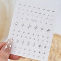 Black White Star 3D Nail Art Sticker Set with Laser Shine Glitter for Manicure - Multiple Colors