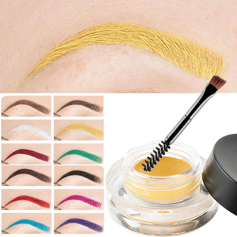 Colorful Eyebrow Dye Tint Cream Waterproof Smudge Proof Long-Lasting Brow Gel