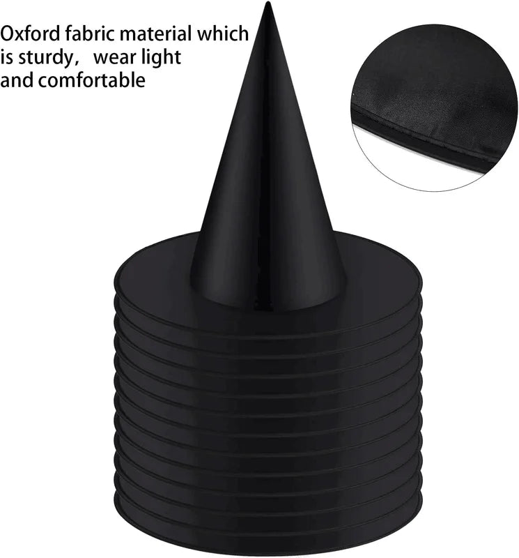 12pcs Halloween Witch Hat Costume Accessories Black Collapsible Party Hats