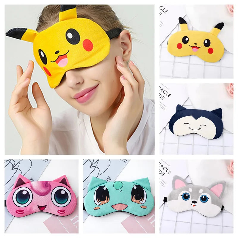 Cute Pikachu Sleep Mask for Men Women - Relaxing Eye Cover Blindfold for Nap Travel