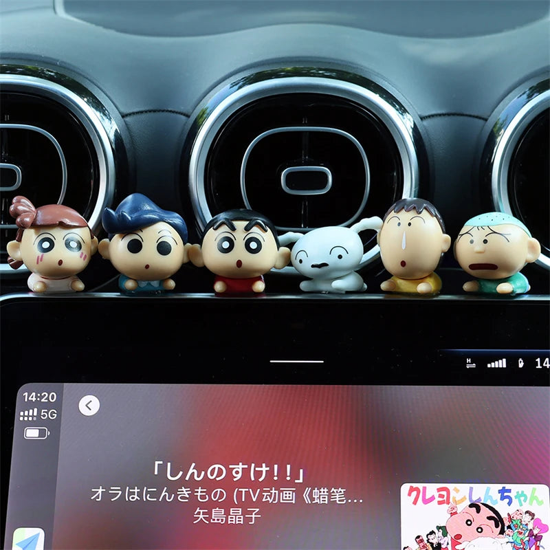 6Pcs Cartoon Action Figures Set - Kawaii PVC Mini Dolls for Desk & Car Decor