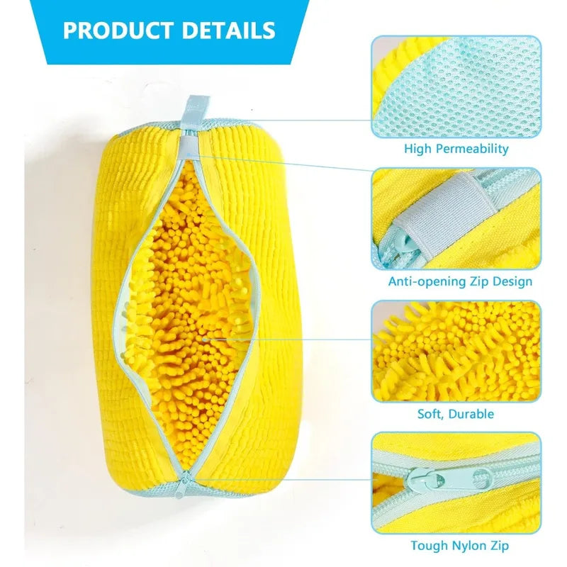 Laundry Shoe Washing Bag Padded Organizer - Reusable Fluffy Fiber Protectors
