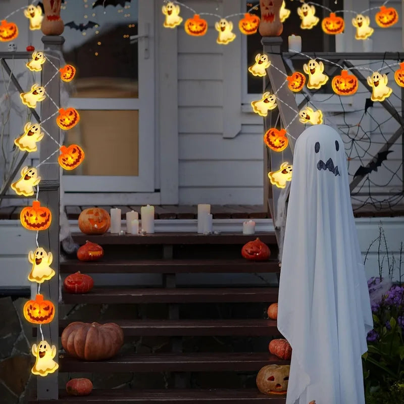 Halloween Pumpkin & Ghost String Lights - Battery Powered LED Decor (All Variants)