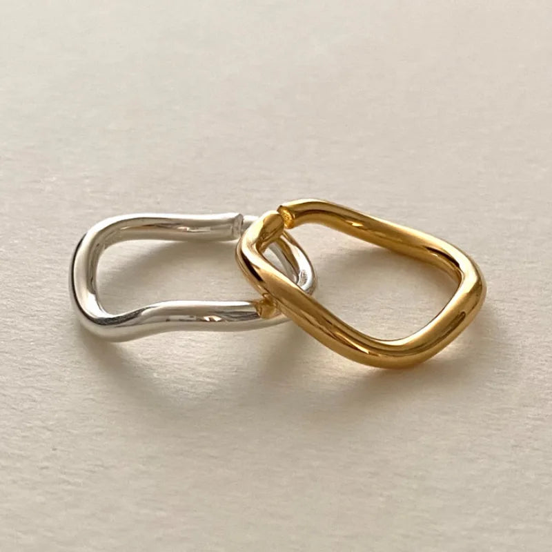 925 Sterling Silver Wavy Line Open Ring for Women Elegant Jewelry Accessory