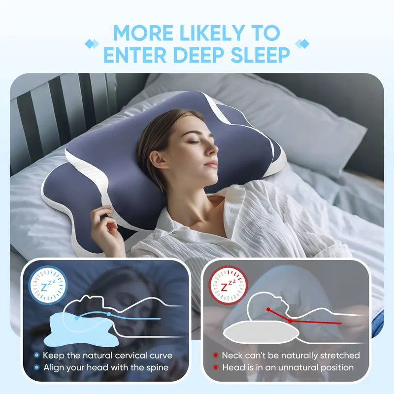 Memory Foam Cervical Pillow for Neck Pain Relief - Ergonomic Support for Side Back Stomach Sleepers