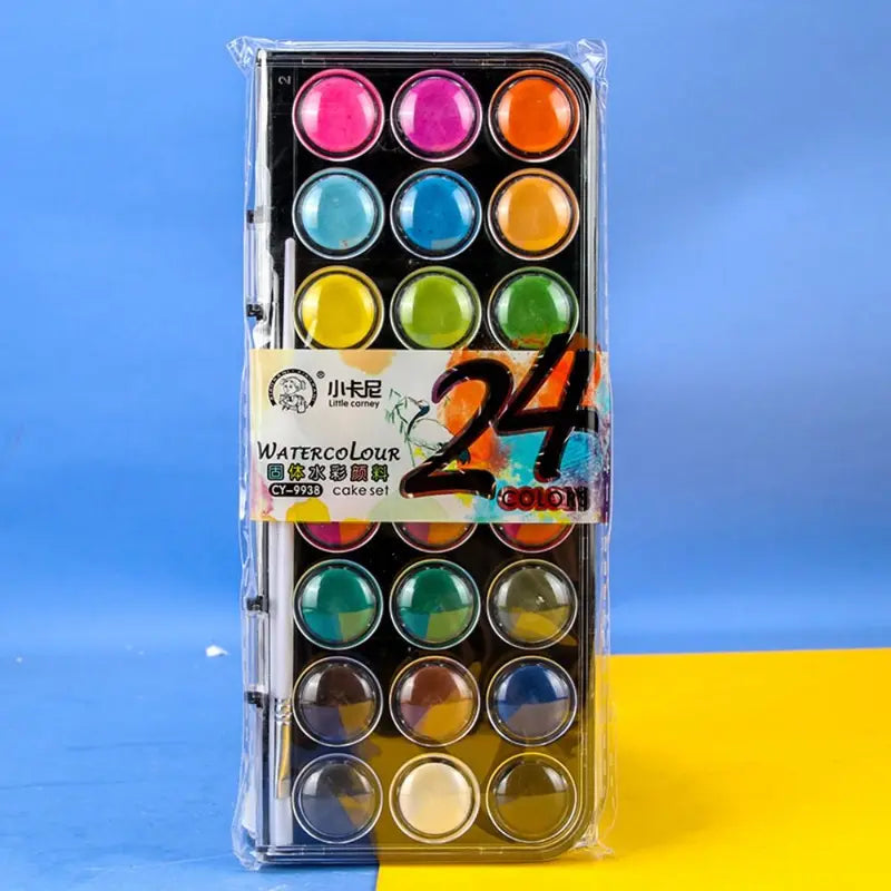 Multi-Color Watercolor Paint Set with Metallic Glitter in Plastic Box - 12/18/24/36 Colors