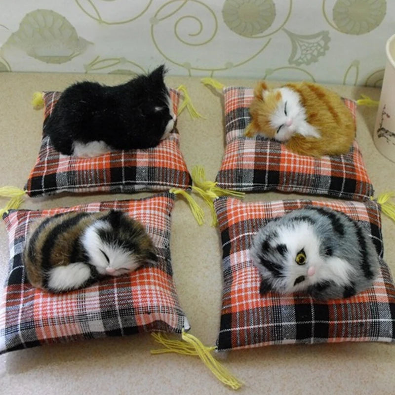 Animal Cat Toy Ornament Cushion - Realistic Cat Decor for Home & Desktop