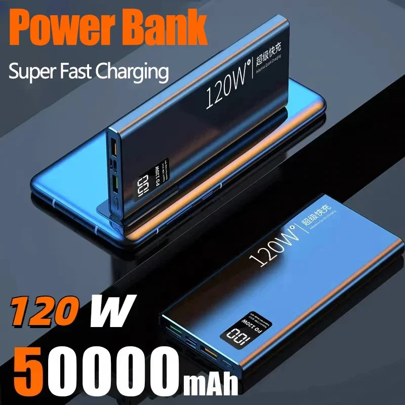 High-Capacity 50000mAh Power Bank 120W Fast Charging for Mobile Devices