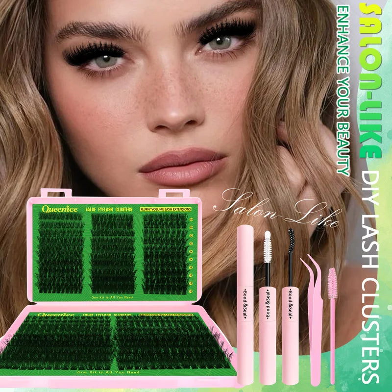 600 Pcs DIY False Eyelash Clusters Kit - Mixed Length Thick Natural Reusable Lashes