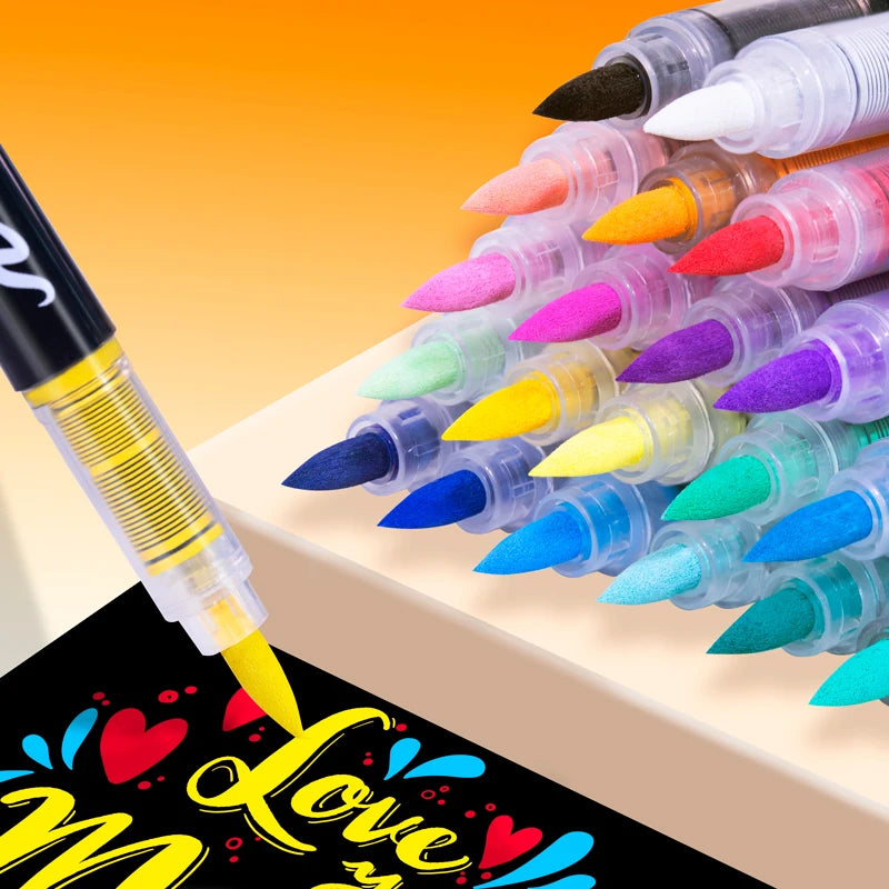 16 Colors Liquid Acrylic Paint Pen Set for Rock Stone Glass Fabric Ceramic Craft