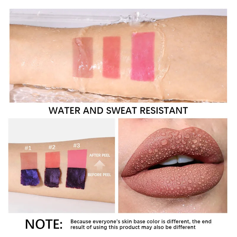 Peel Off Lip Stain Tattoo Tint - Long Lasting Waterproof Lip Color with Rich Pigment