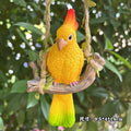 Cute Parrot Wood Swing Animal Statue for Garden and Patio Decor