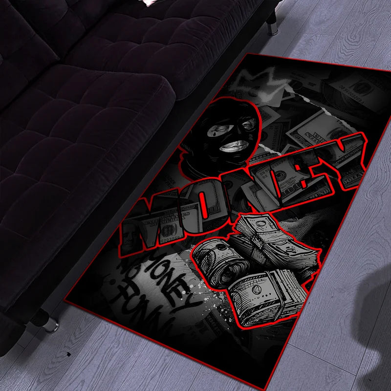 Street Style Area Rug with Dollar Design - Non-Slip Wear-Resistant Floor Mat for Living Room & Bedroom