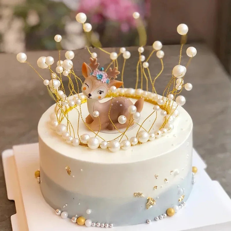 Decorative Cake Topper for Birthday Party Forest Theme Baby Deer Girl - Kids Cake Decoration