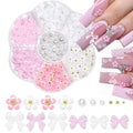 Mixed Acrylic Bowknot 3D Nail Art Decorations Flower Resin Charms Set