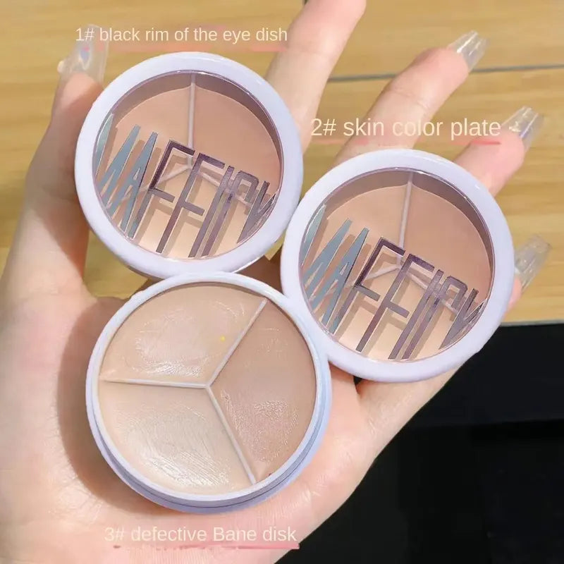 3-Color Concealer Palette for Dark Circles Blemishes Face Makeup