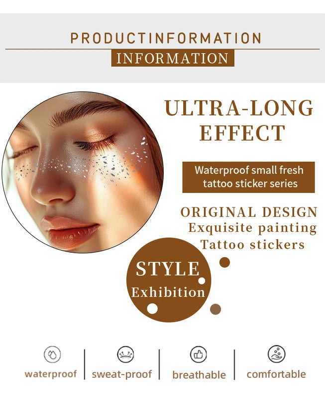 3-Pack Metallic Face Makeup Patches with Star and Moon Designs for Face Art and Party Looks