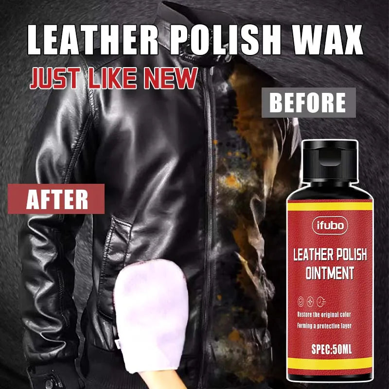 Leather Polish Wax 50ml - Restorer for Faded Leather, Revives Shine & Protects