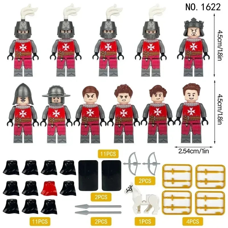 Medieval Corps Toy Figures & Shields - Humanoid Dolls for Kids, Birthday Gifts