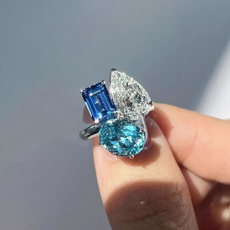 High-End Hip Hop Style Sparkling Diamond Ring Set for Parties and Gifts