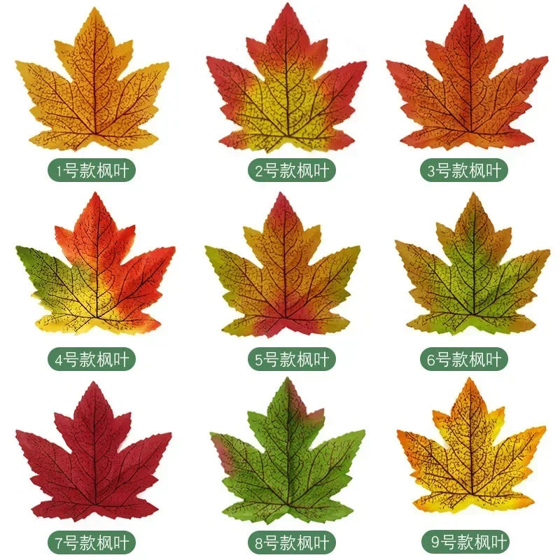 Artificial Maple Leaf Fall Decorations 50pcs Harvest Festival Home Decor Boneless Feel