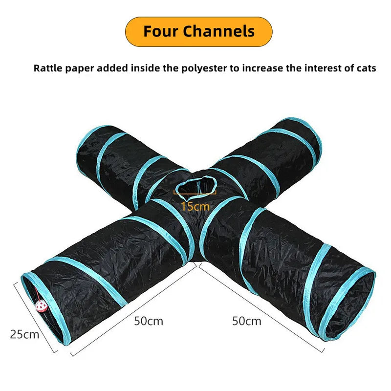 Foldable Cat Tunnel Play Toy - Breathable, Multi-Shape Indoor Pet Tunnel