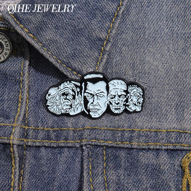 Halloween Horror Monsters Enamel Brooch Pins - Anime Movie Role Badge