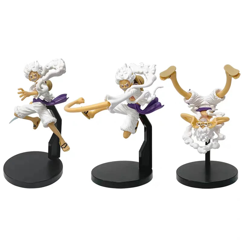 3 Pieces Monkey D Luffy Action Figures Model One Piece Gear 5 Sun God Nika PVC Toy Collection