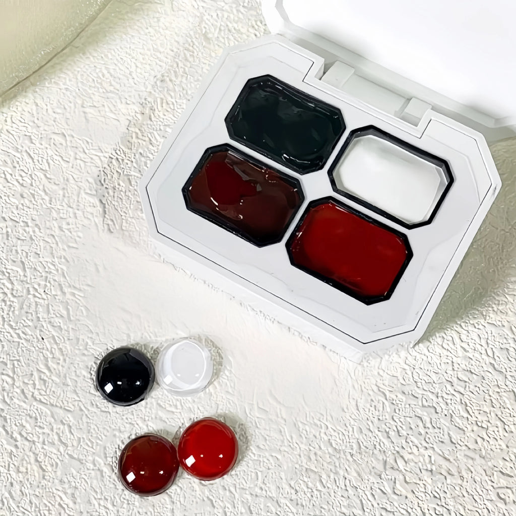 4 Colors Gel Nail Polish Set - Black White Red High Saturation Shine, LED Curing, Wash-Free Nail Art