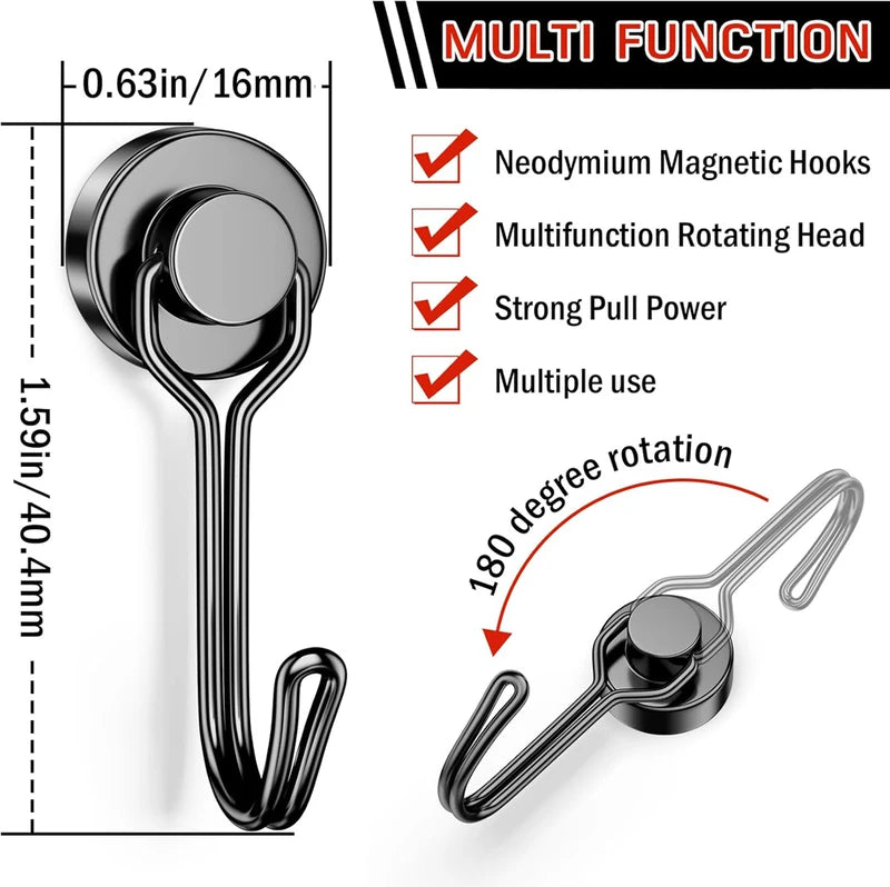 Heavy Duty Magnetic Hooks Swivel Magnet Hooks for Refrigerator, Grill, Locker