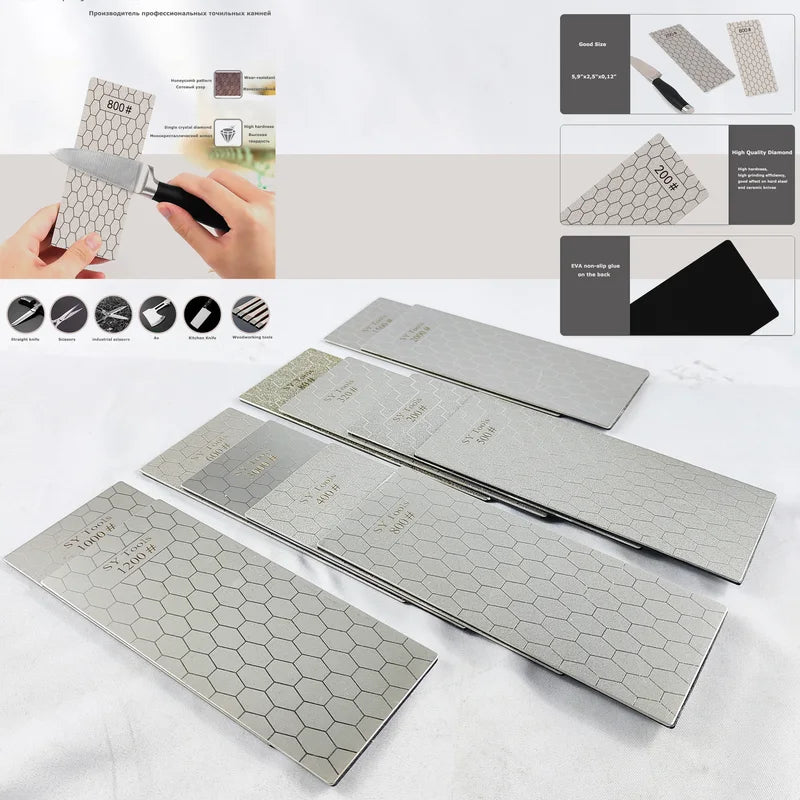 Diamond Honeycomb Pattern Knife Sharpening Stone Set - Fast & Precise Kitchen Tool