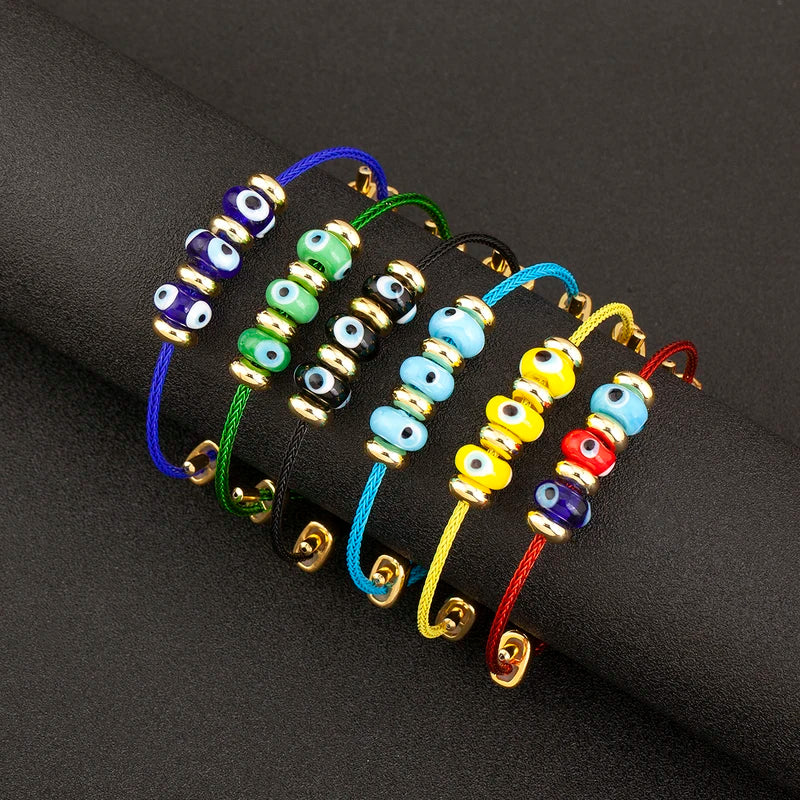 Evil Eye Rope Charm Bracelet for Women Adjustable Punk Jewelry Gift