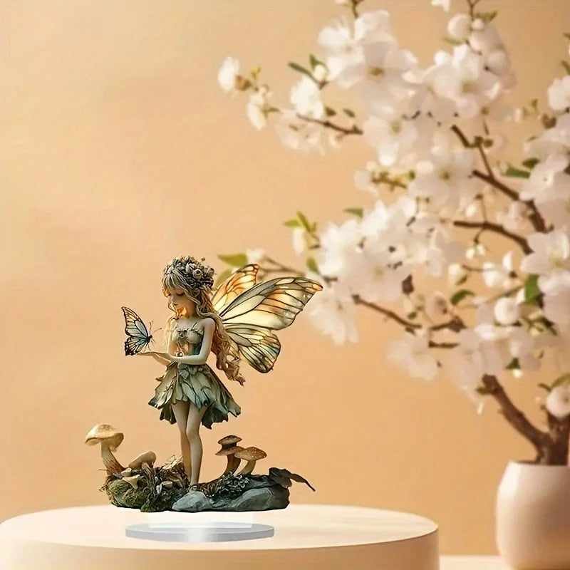 Bohemian Fairy Statue Desktop Decor with Stand - Home & Office