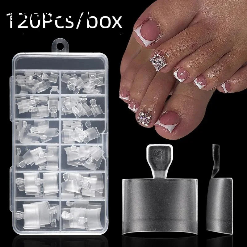Frosted Half Cover Toe Nail Tips - 120 Pcs Manicure & Pedicure Set