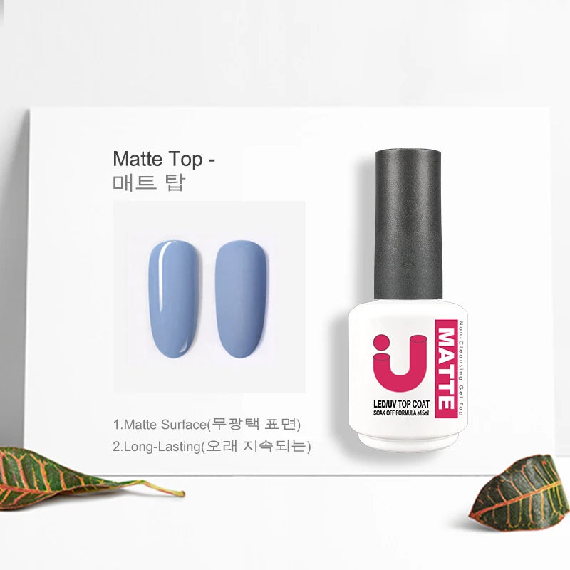 Rubber Base & Top Coat Gel Nail Polish Kit - 15ml Semi-Permanent for Manicure & Gel Varnish
