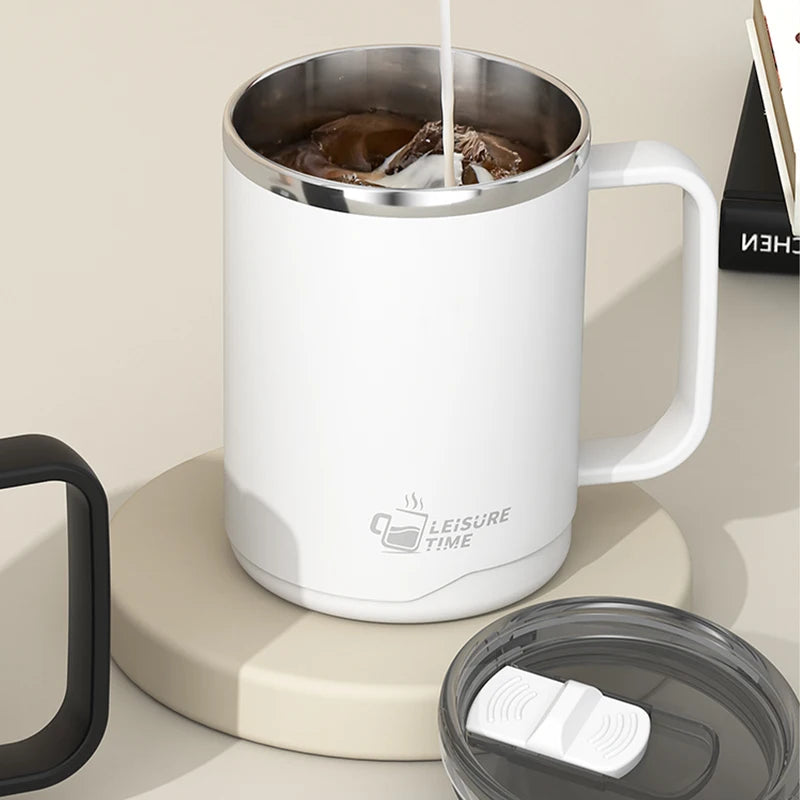 500ml Double-Layer Insulated Stainless Steel Coffee Mug with Handle - Portable Drinkware