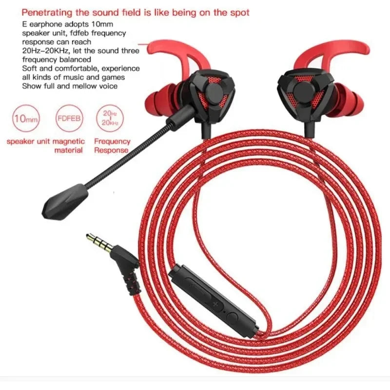 Wired In-Ear Gaming Headset with Mic for PS4 PC Mobile - Universal Earbuds