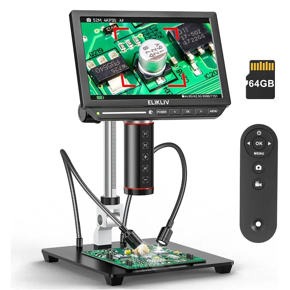 4K Digital Microscope with Autofocus 2000x HDMI Soldering Repair Kit 8" Screen