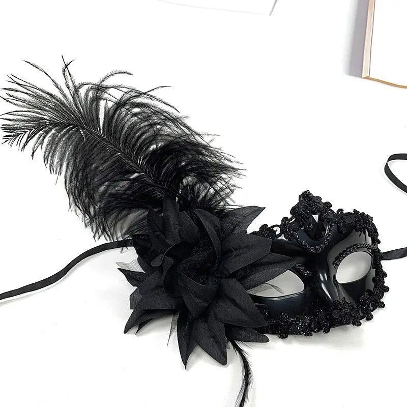 Halloween Masquerade Princess Mask with Feathers for Women Luxury Costume Party